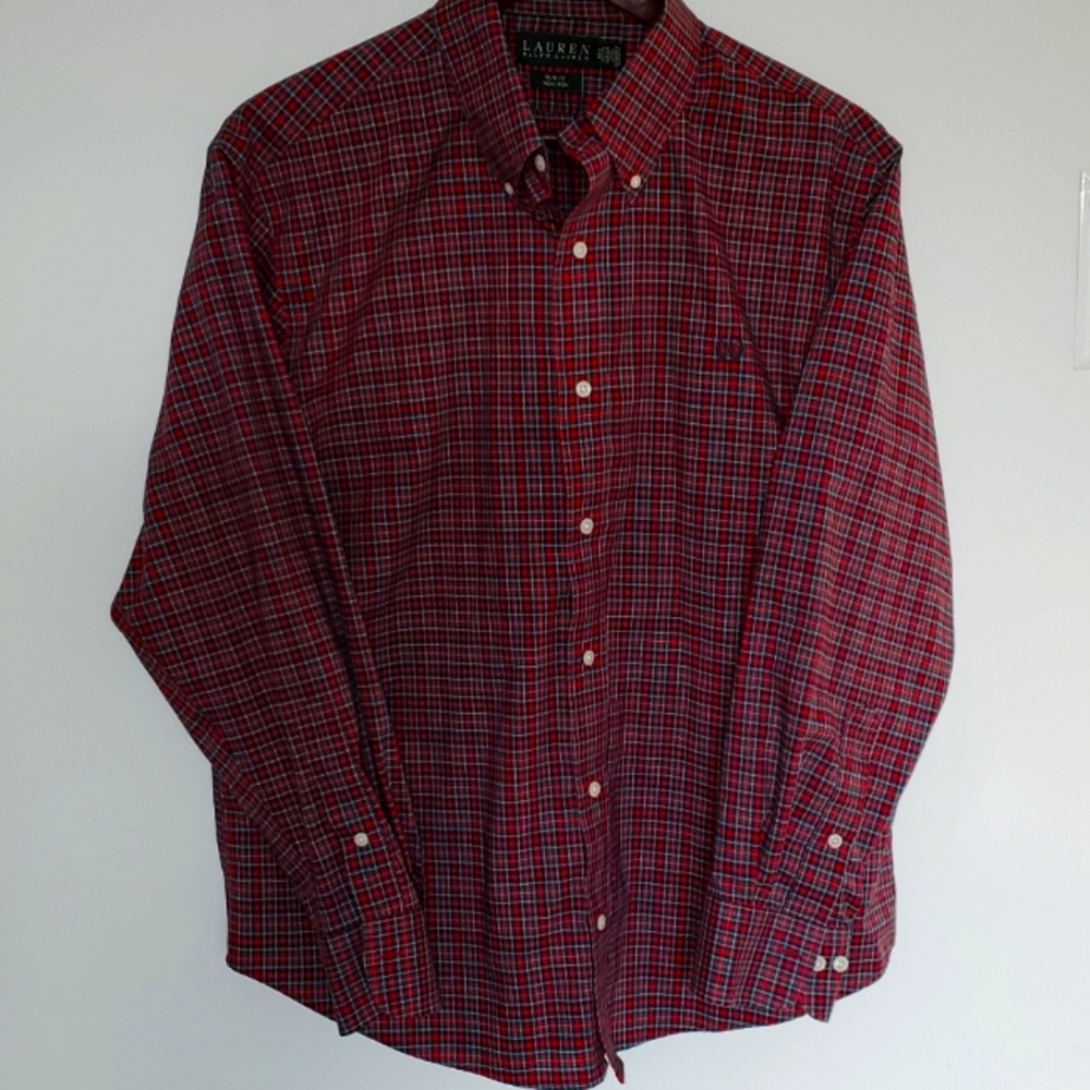Lauren/Ralph Lauren plaid men's button-down down dress shirt L